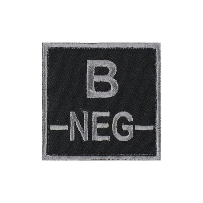 Écusson groupe sanguin B- Gris sur Noir - DMB Écusson groupe sanguin B- Gris sur Noir - DMB