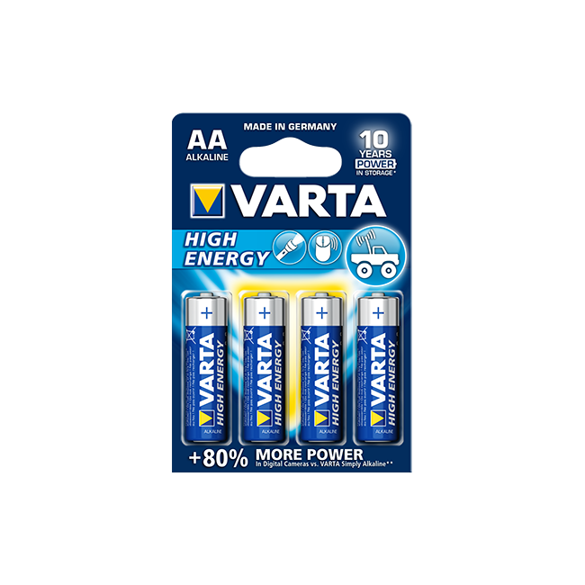 Lot de 4 piles AA High Energy - Varta Lot de 4 piles AA High Energy - Varta